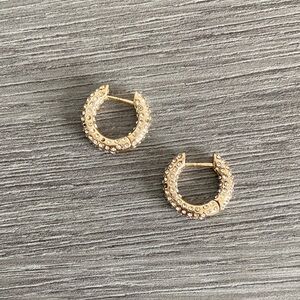 LVC Jewelry • Yellow Gold Plated Crystal Studded Huggie Hoops